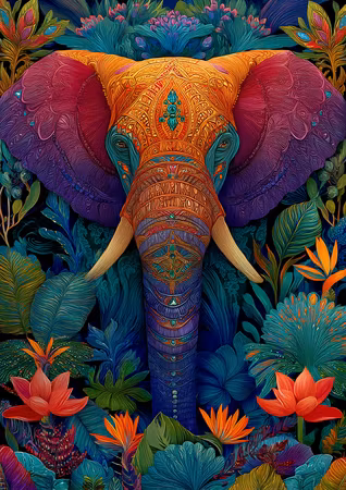 Diamond Painting - Mystisk elefant i juvelernas prakt (Beställningsvara)