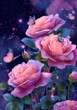 Diamond Painting - Kosmiska blomsterdrömmar (Beställningsvara)