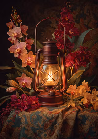 Diamond Painting - Orkidéernas gyllene sken (Beställningsvara)