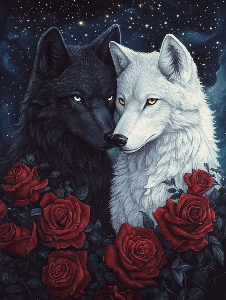 Diamond Painting - Rosor & Vargar (Beställningsvara)