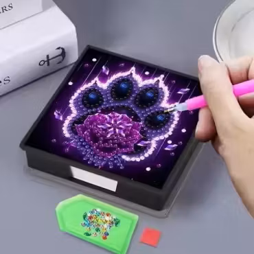 Notepad box med papper - Lila tass