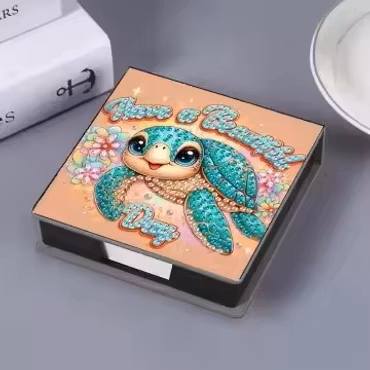 Notepad box med papper - Sköldpadda "Have a beautiful day"