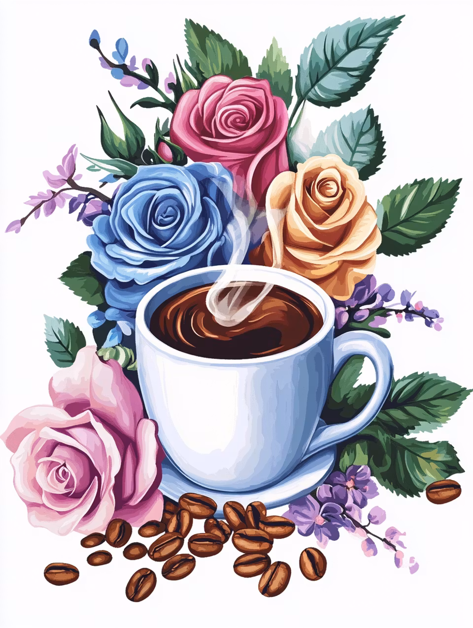 Paint by number - Rosor & Kaffe (Beställningsvara)