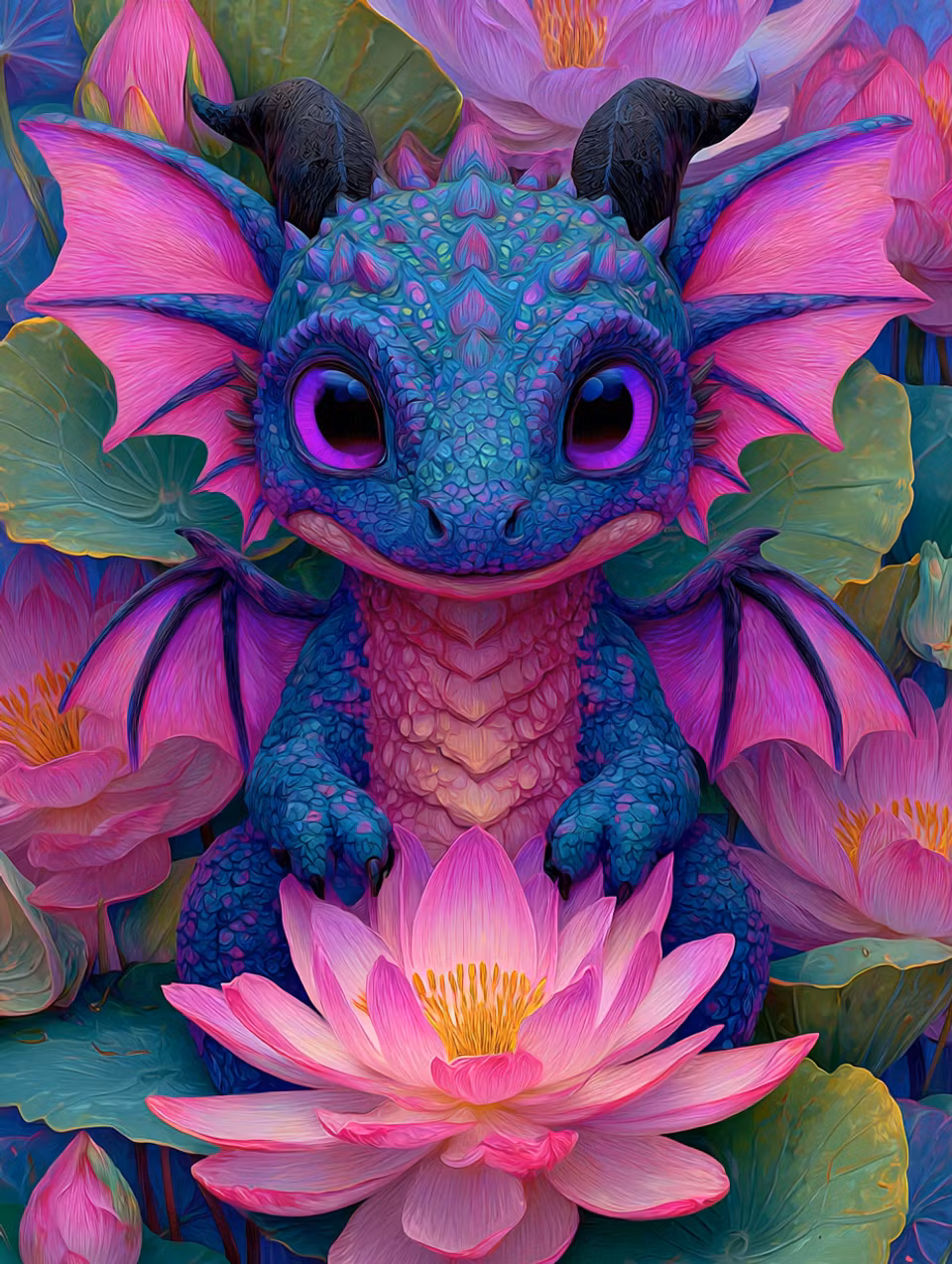 Diamond Painting - Lotusdraken (Beställningsvara)