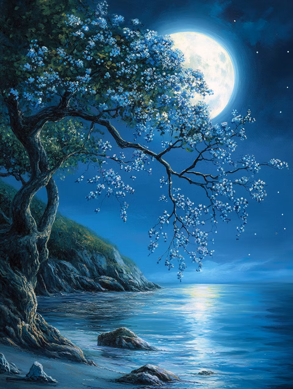 Diamond Painting - Månsken över havet (Beställningsvara)