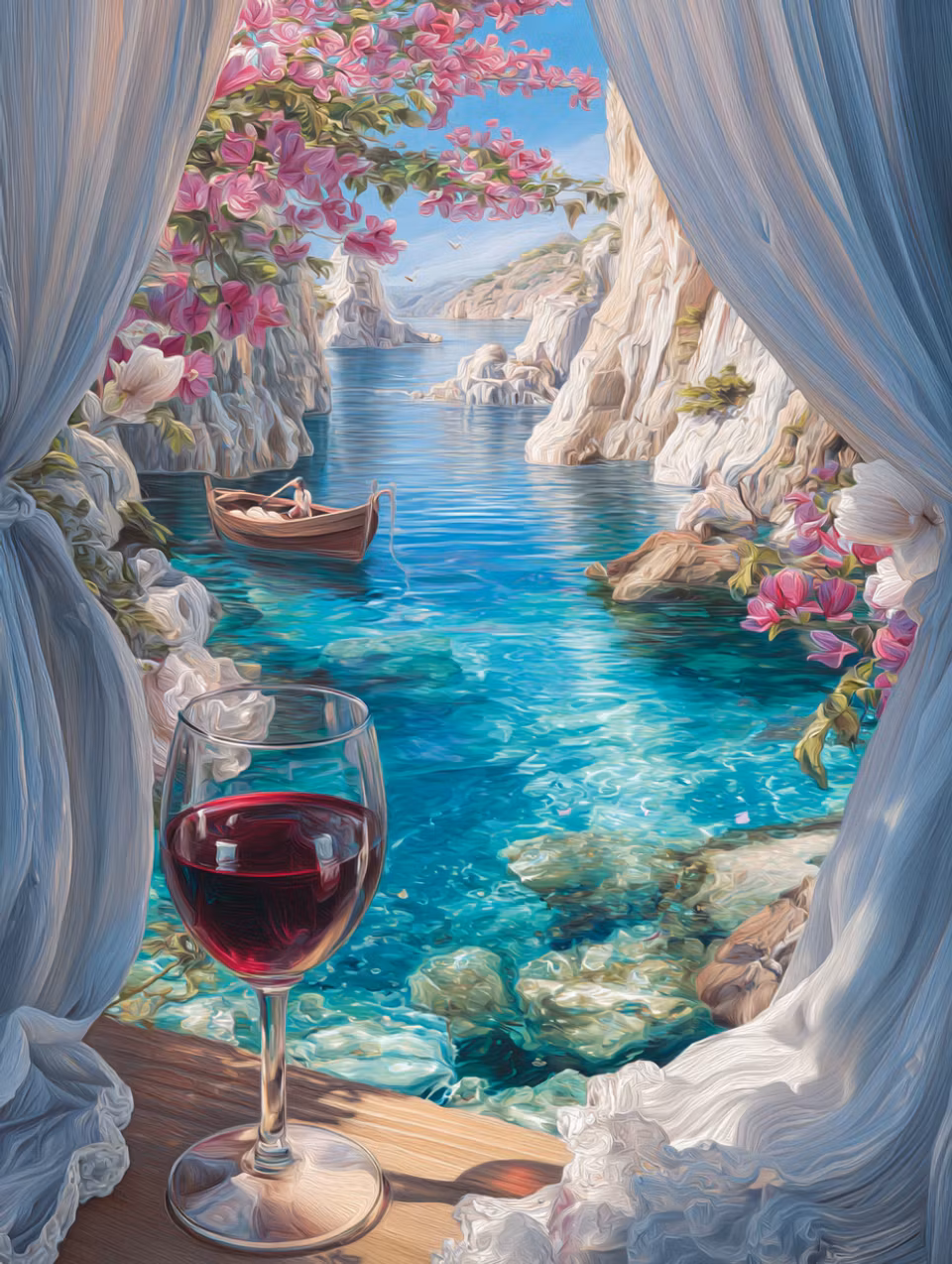 Diamond Painting - Utsikt med vin (Beställningsvara)