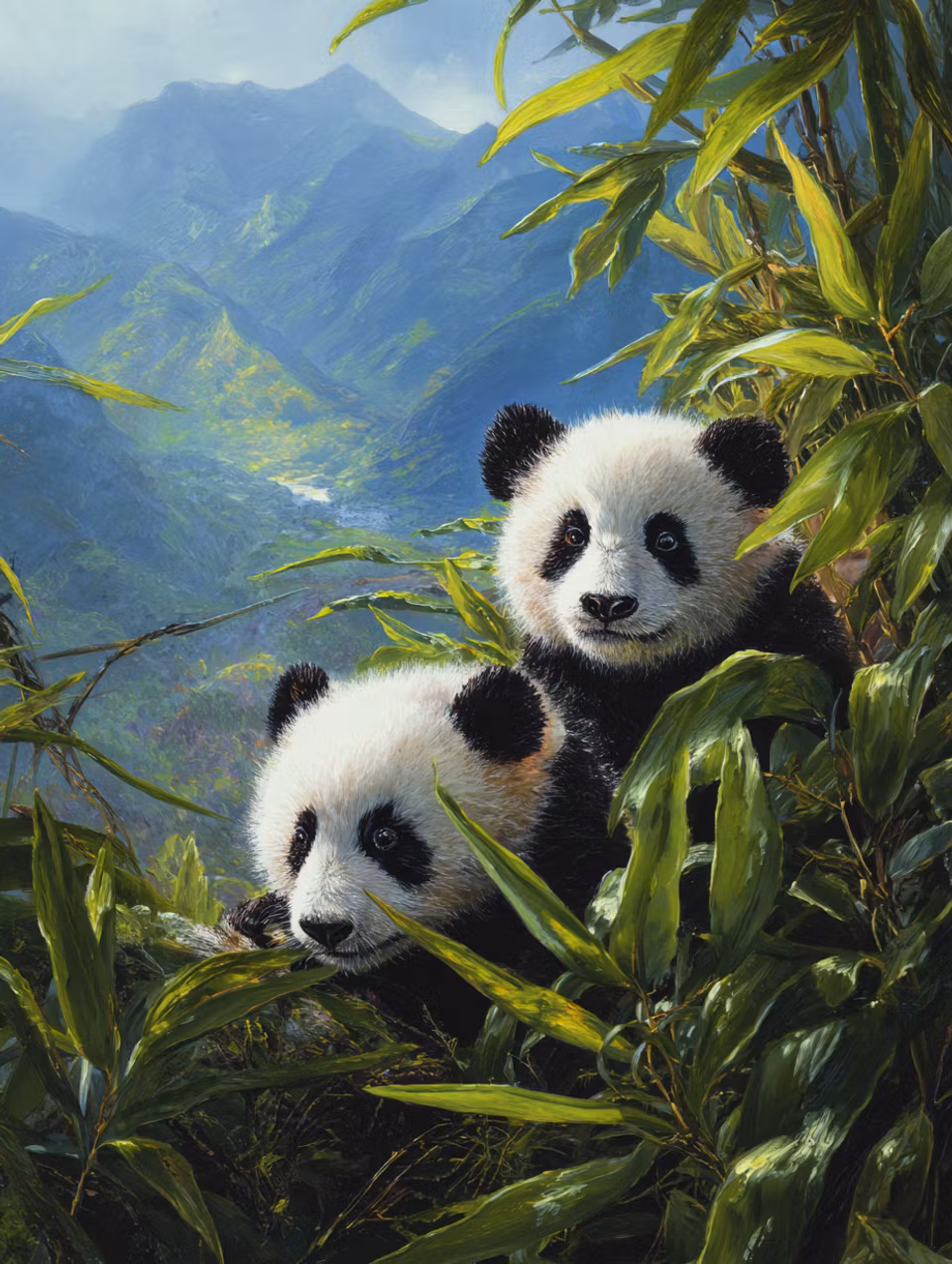 Diamond Painting - Två pandor bland bambu (Beställningsvara)