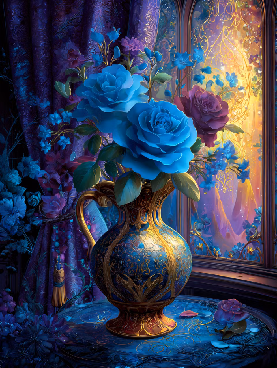 Diamond Painting - Gyllene blomsterdröm (Beställningsvara)
