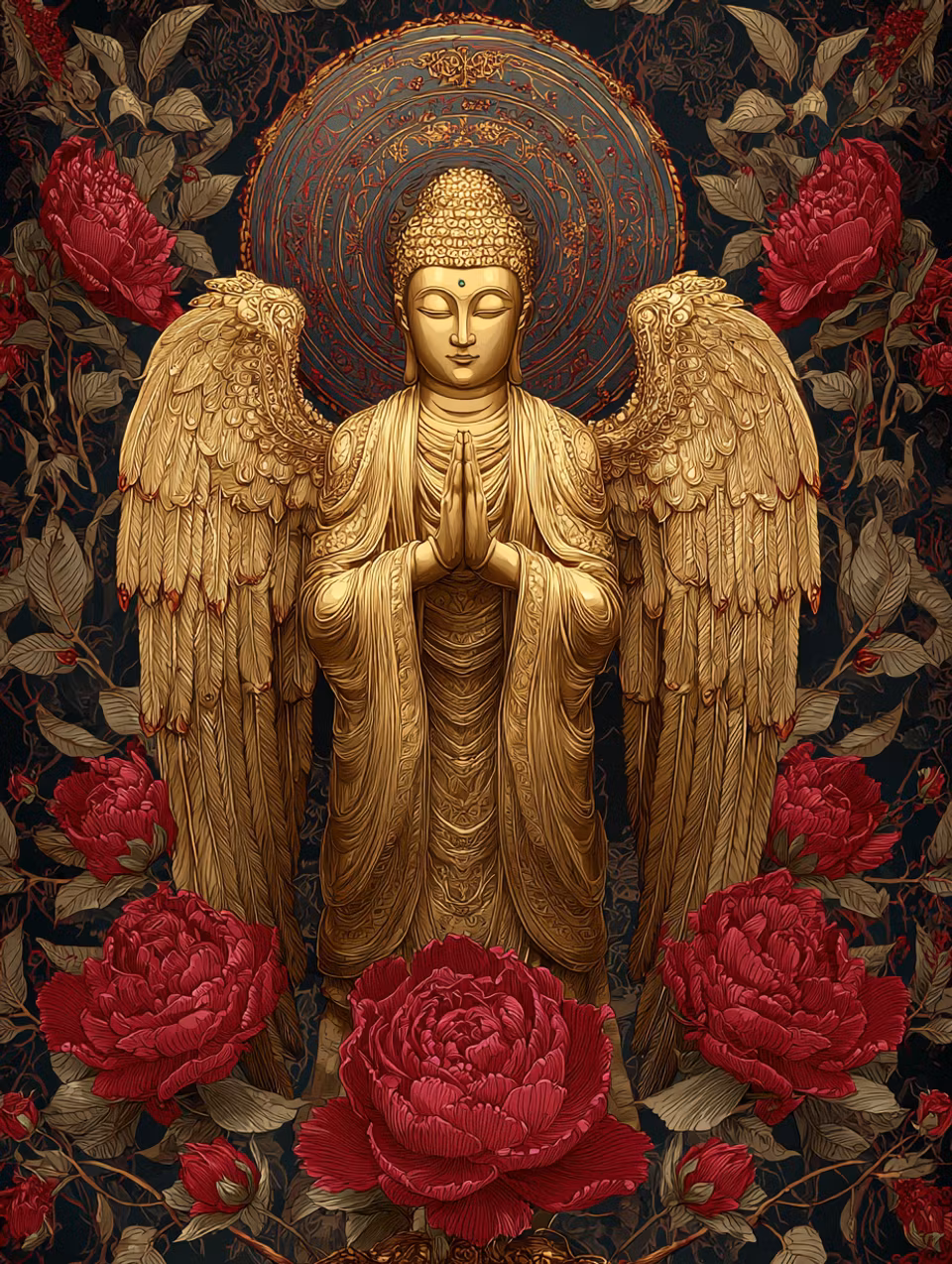 Diamond Painting - Buddha i blom (Beställningsvara)