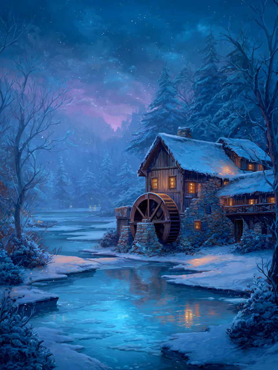 Diamond Painting - Vinterlandskap med stuga (Beställningsvara)