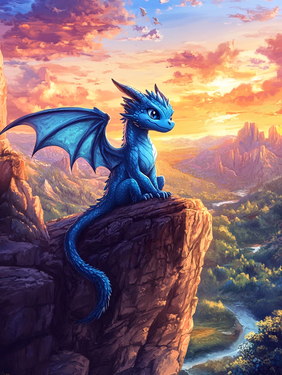 Diamond Painting - Babydrake på klippa (Beställningsvara)