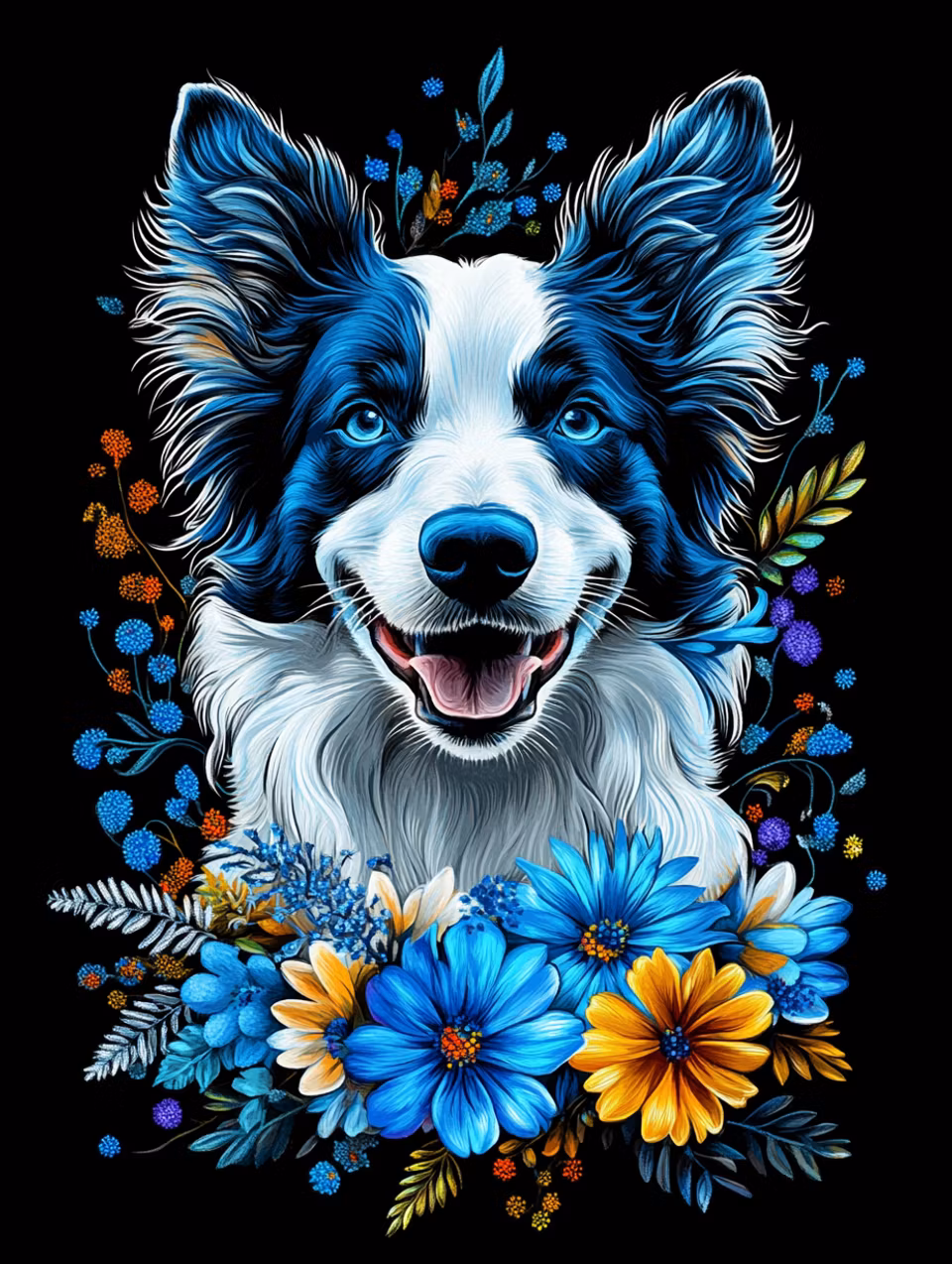 Paint by number - Blue Blossom Pup (Beställningsvara)