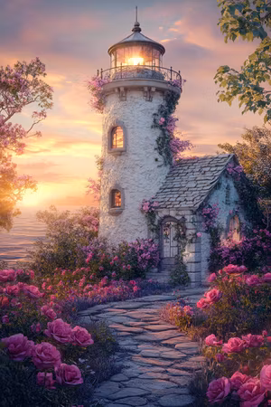 Diamond Painting - Kärlekens fyr vid solnedgången (Beställningsvara)