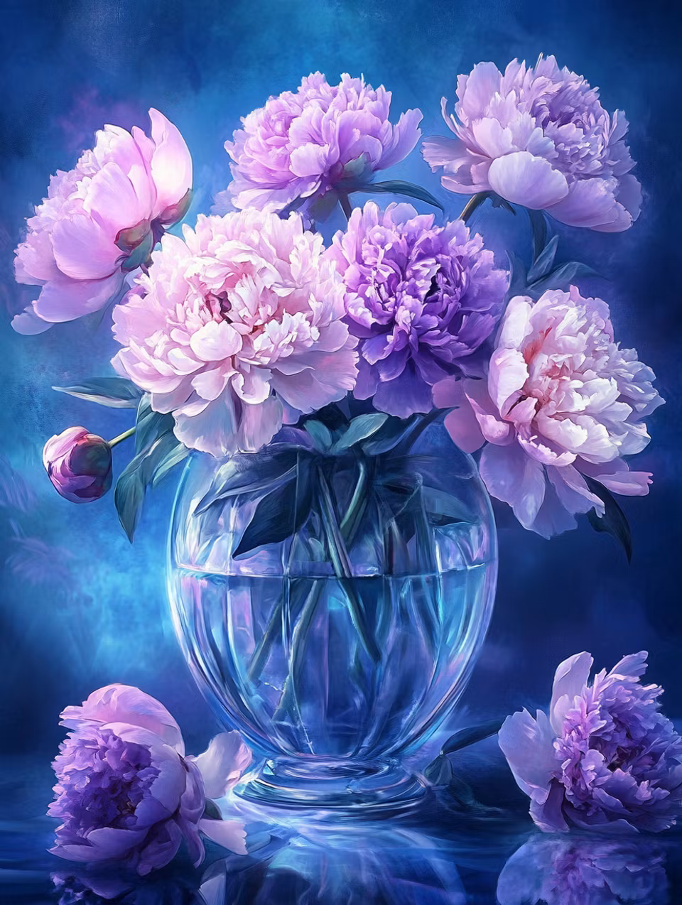 Diamond Painting - Pionpoesi i blått ljus (Beställningsvara)