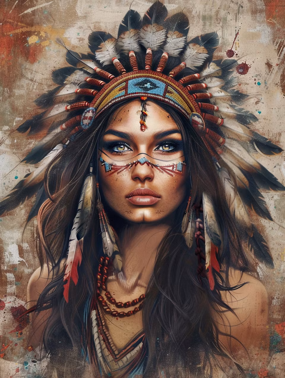 Diamond Painting - Fjäderkvinna med målningar (Beställningsvara)