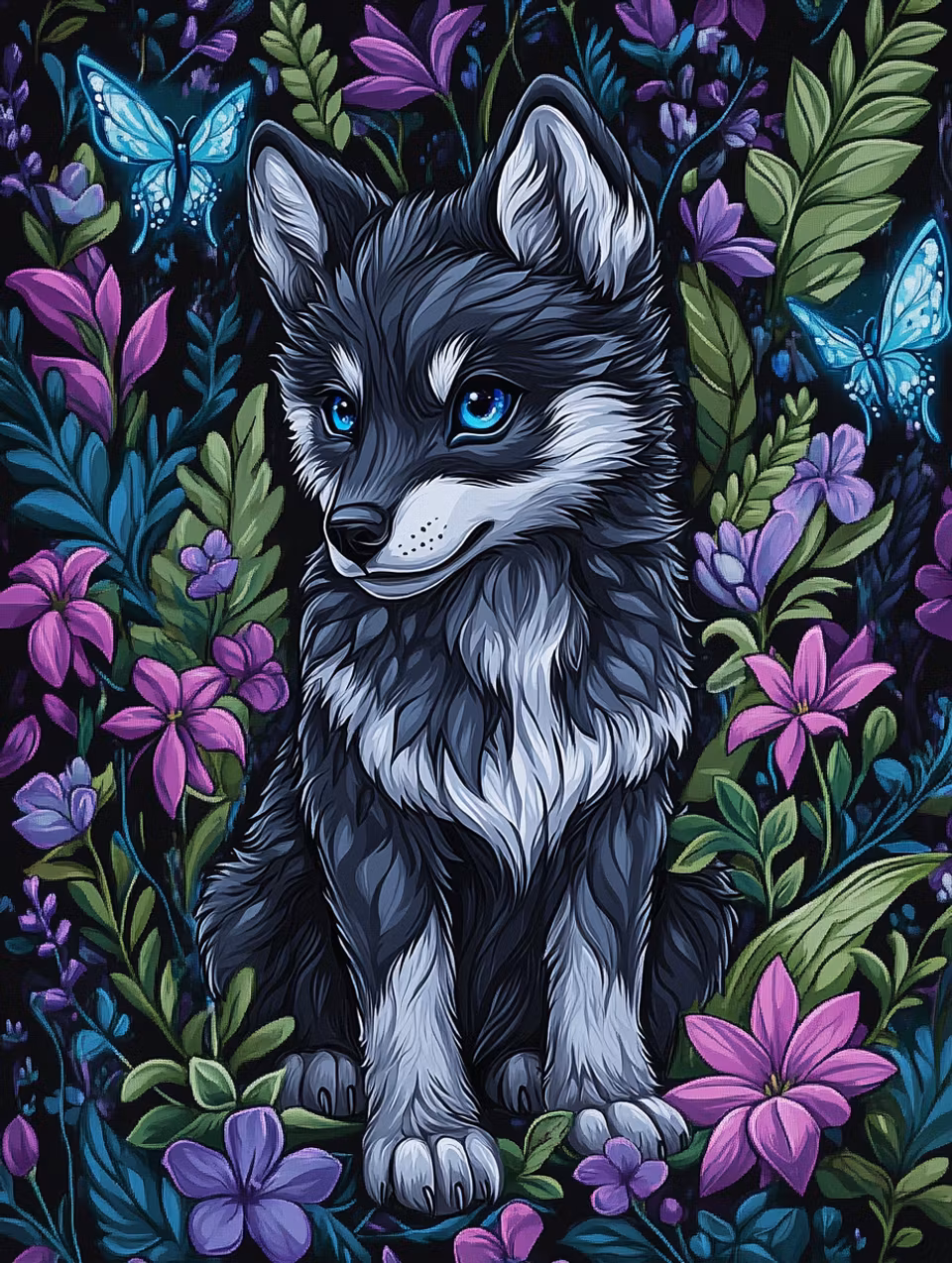 Paint by number - Varg med blå ögon (Beställningsvara)