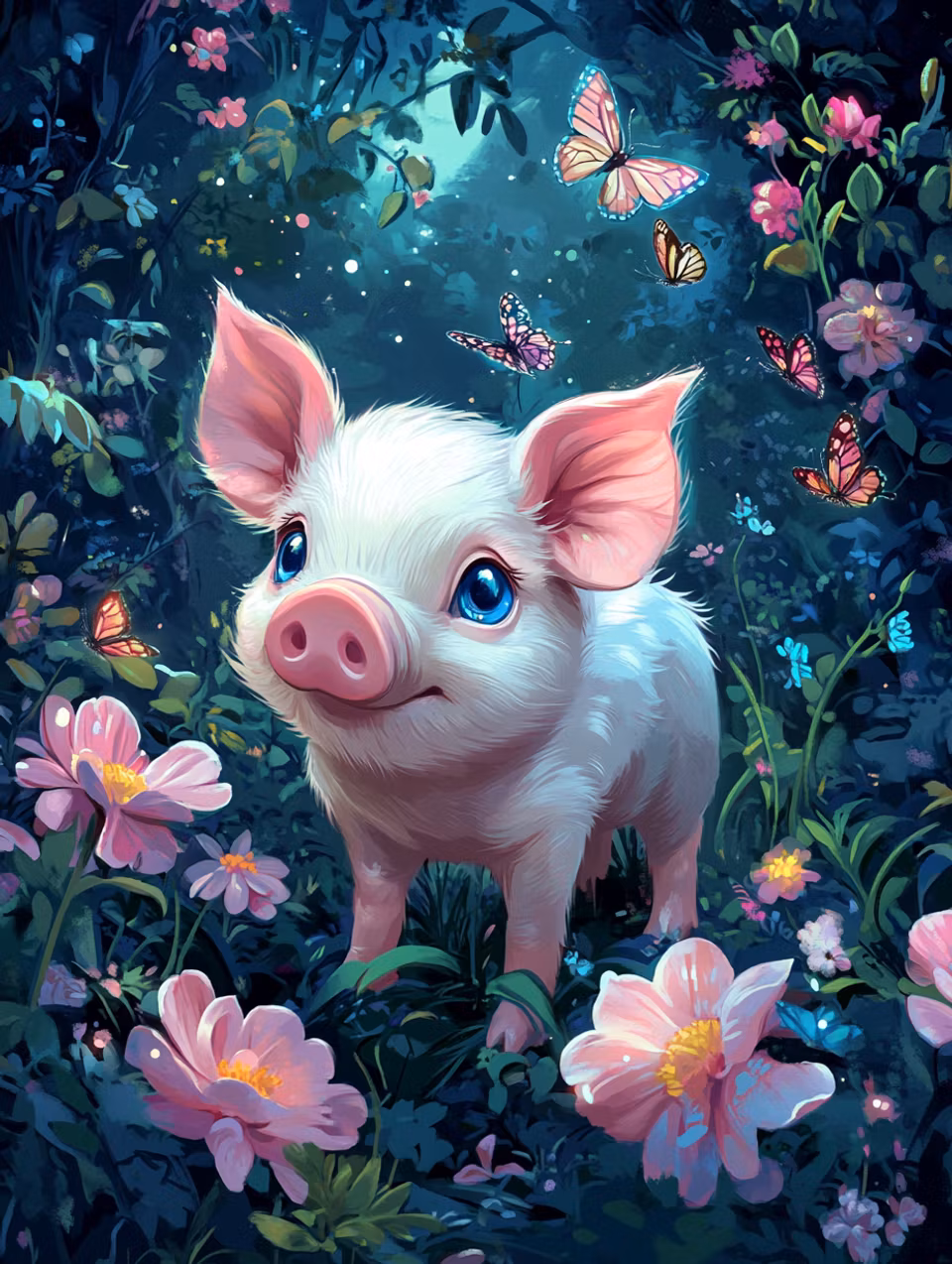 Paint by number - Griskulting bland blommor och fjärilar (Beställningsvara)