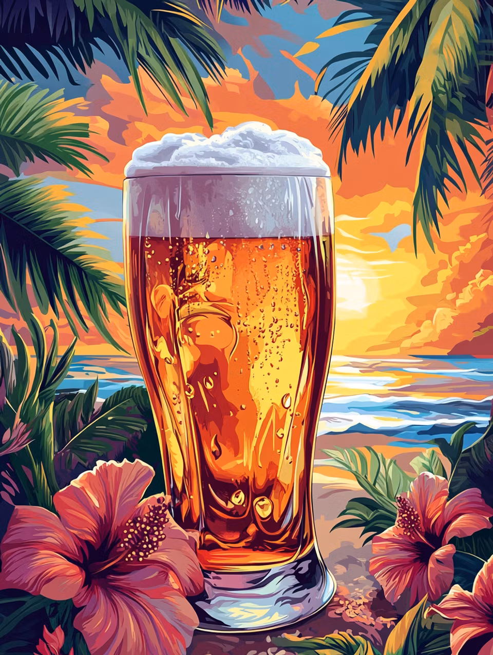 Paint by number - Palmhimlen och gyllene stunder (Beställningsvara)