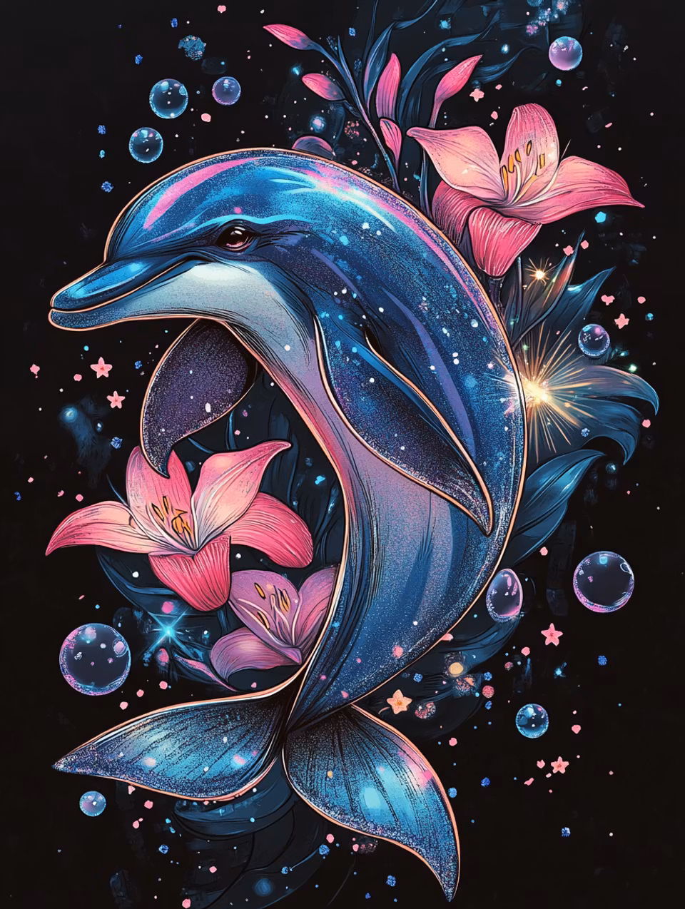 Diamond Painting - Delfinens magiska natt (Beställningsvara)