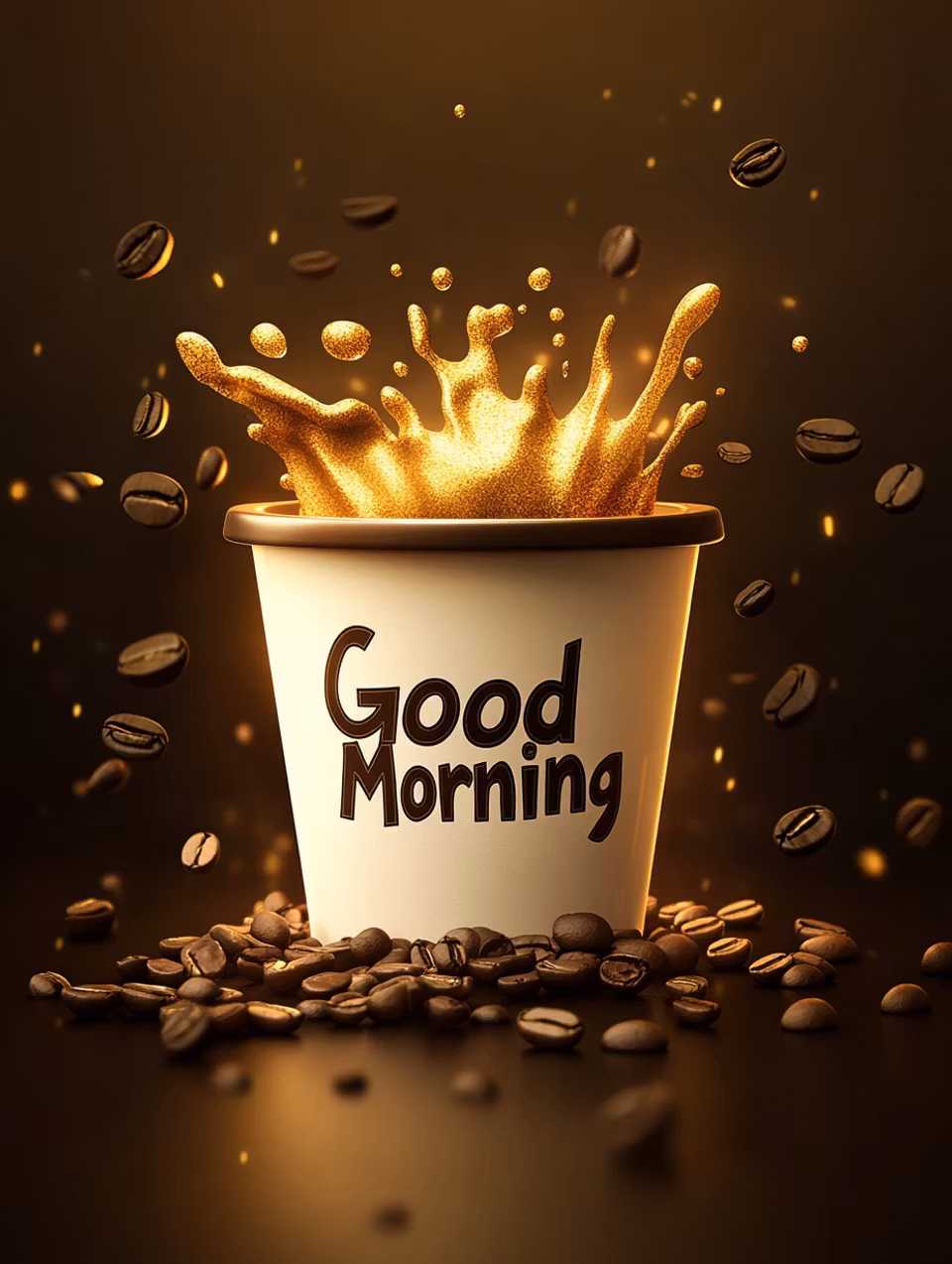 Diamond Painting - Kaffekopp med gyllene stänk (Beställningsvara)