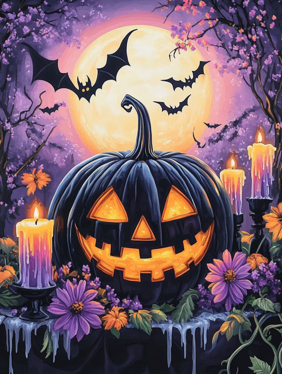 Paint by number - Månljus och pumpalyktor (Beställningsvara)