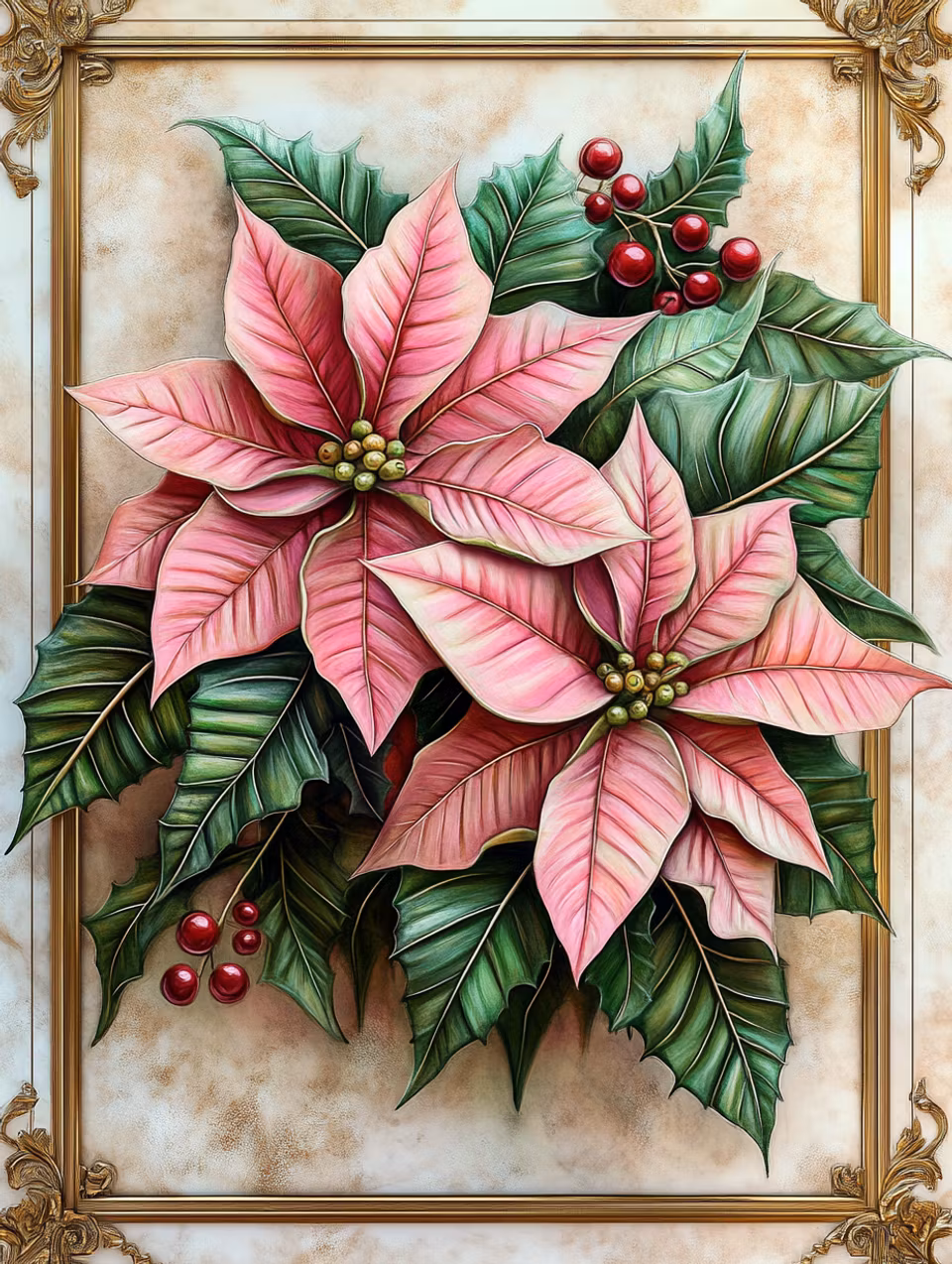 Korsstygn - Rosa stjärnor i vinterns ram (Beställningsvara)