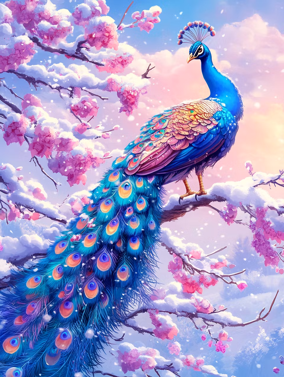 Diamond Painting - Vinterns juvel i blommande frost (Beställningsvara)