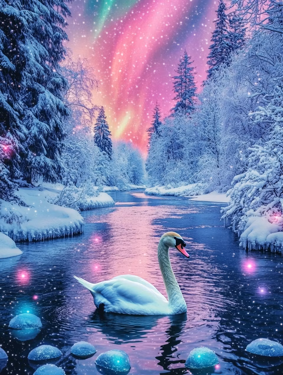 Diamond Painting - Vintermagi i skimrande vatten (Beställningsvara)