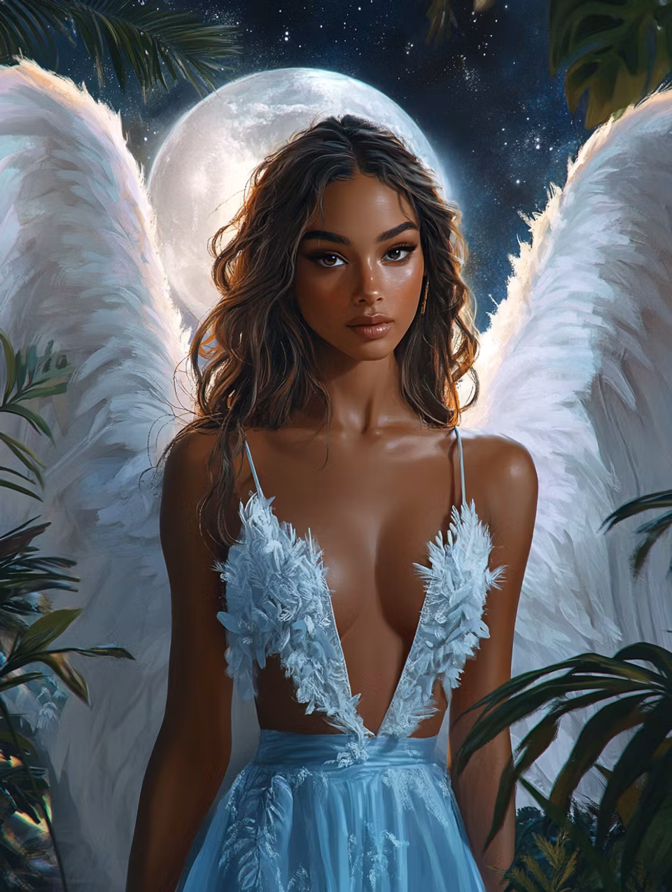 Diamond Painting - Nattens ängel i månens ljus (Beställningsvara)