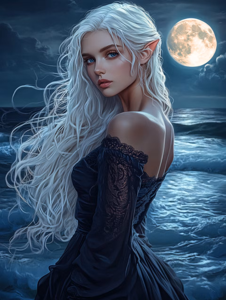 Paint by number - Havets viskningar under fullmånen (Beställningsvara)