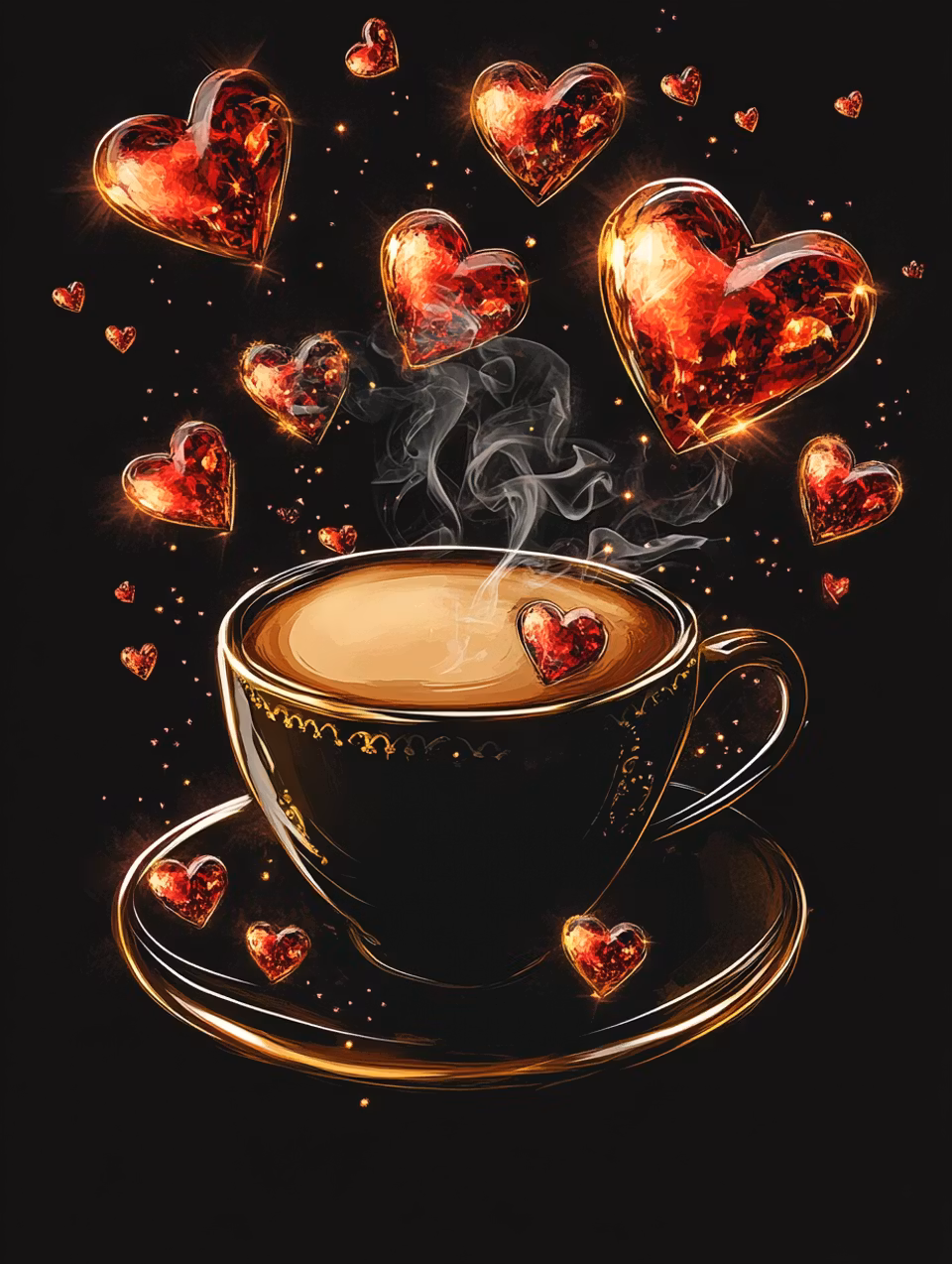 Diamond Painting - Hjärtans glöd i kaffets ånga (Beställningsvara)