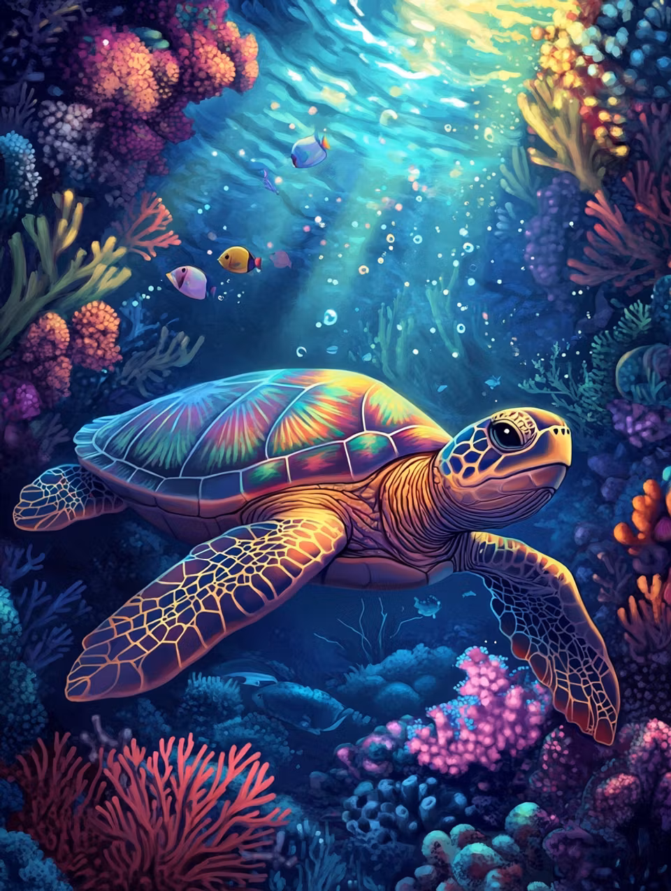 Paint by number - En sköldpaddas dröm under ytan (Beställningsvara)