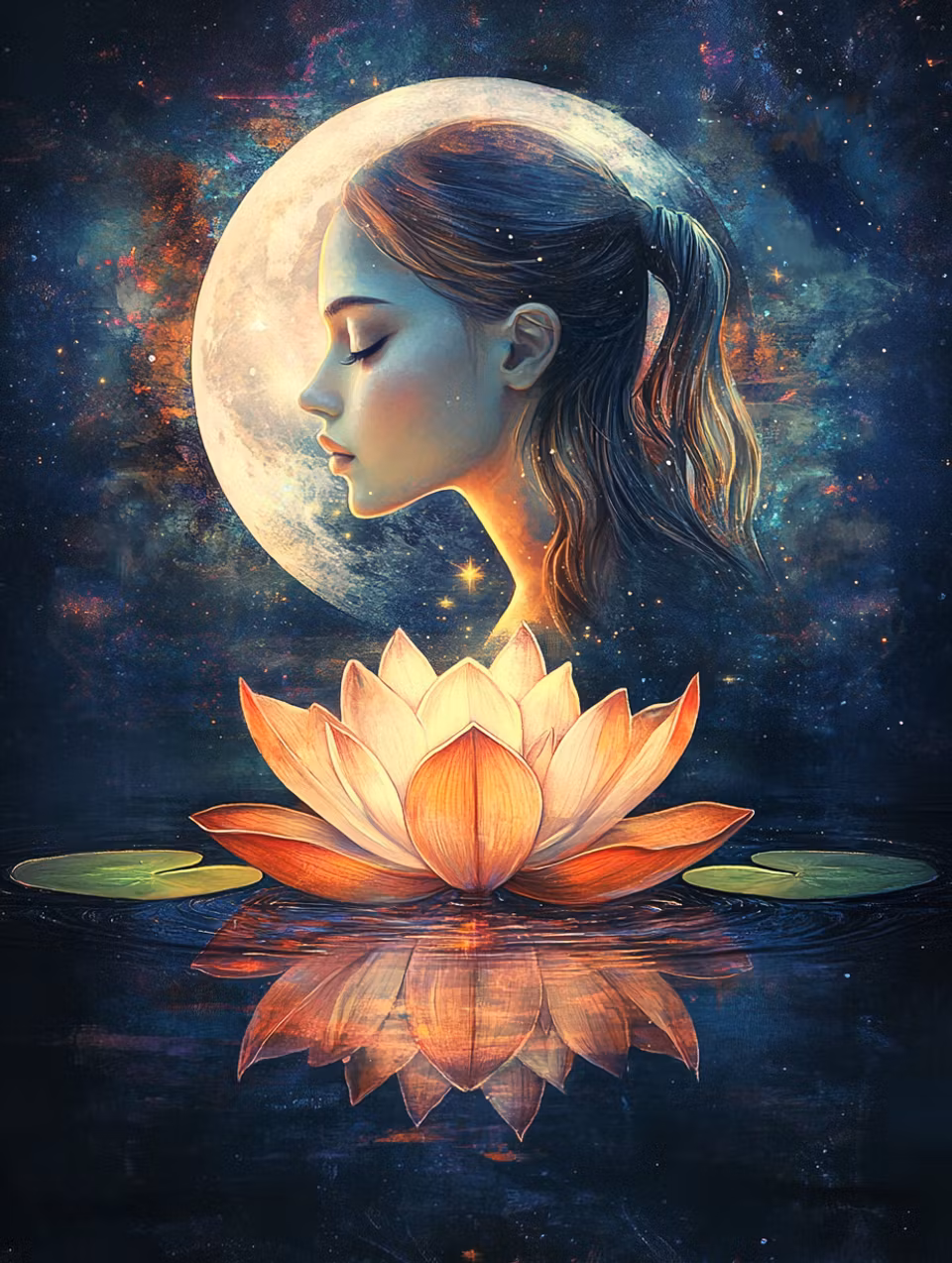 Korsstygn - Lotusens ljus i kosmos mörker (Beställningsvara)