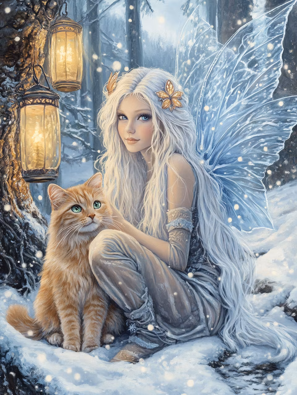 Diamond Painting - Vinterns väktare och hennes vän (Beställningsvara)