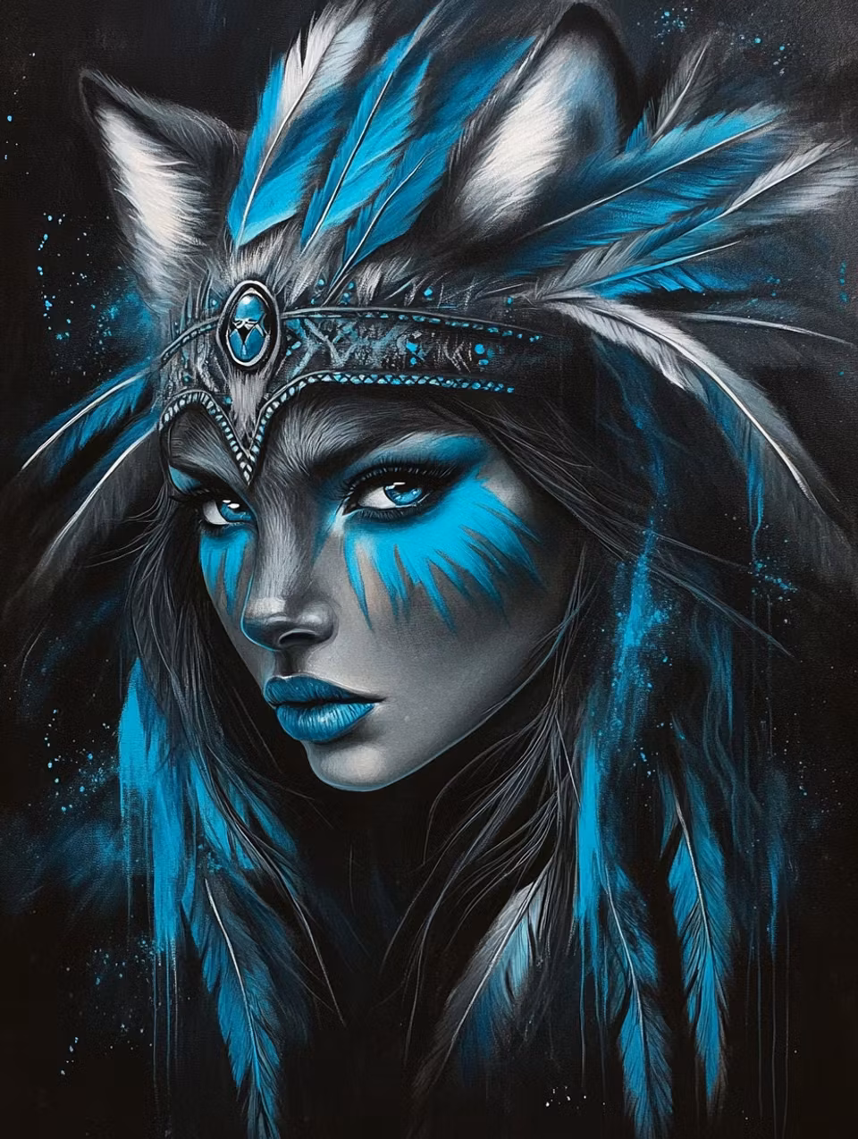 Diamond Painting - Andens styrka i blått och mörker (Beställningsvara)