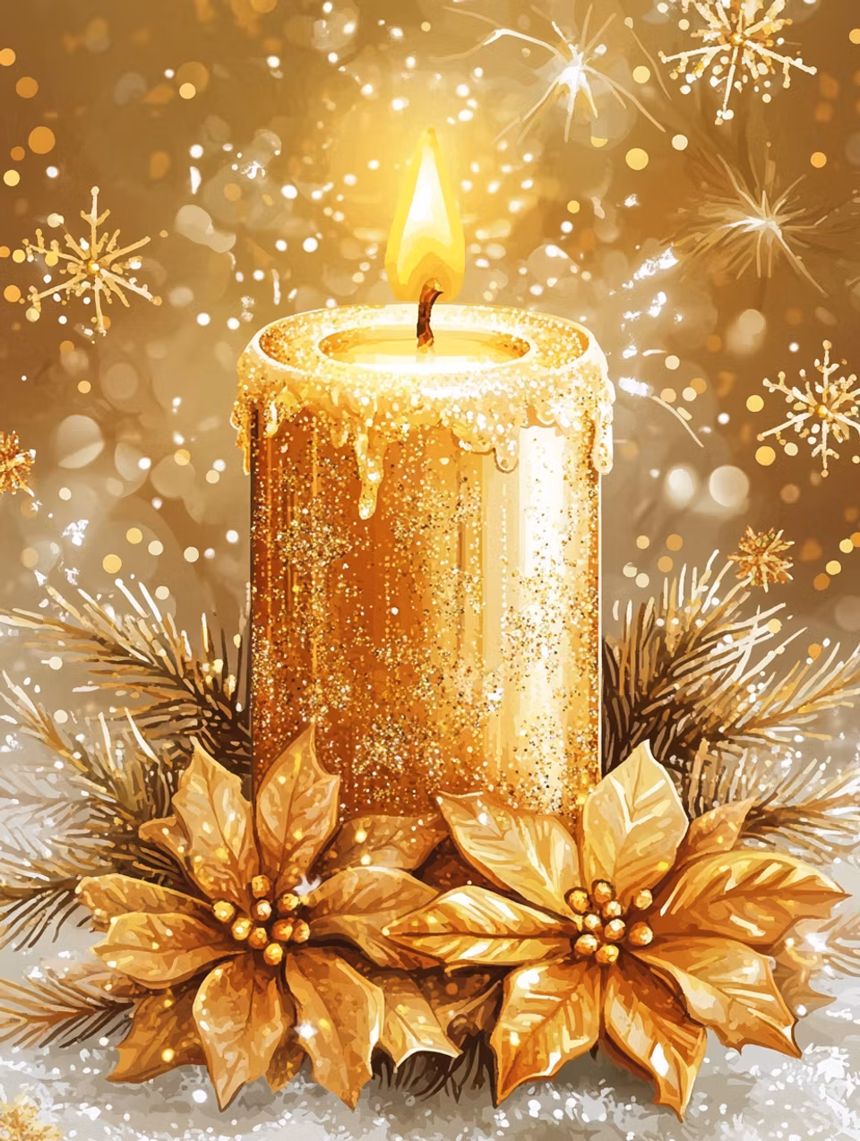 Korsstygn - Julens gyllene låga (Beställningsvara)