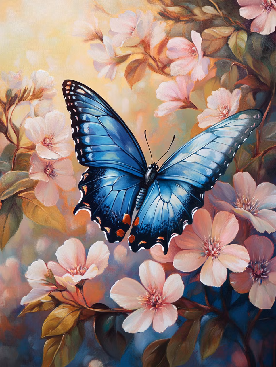 Korsstygn, nybörjare, fjäril, rosa blommor