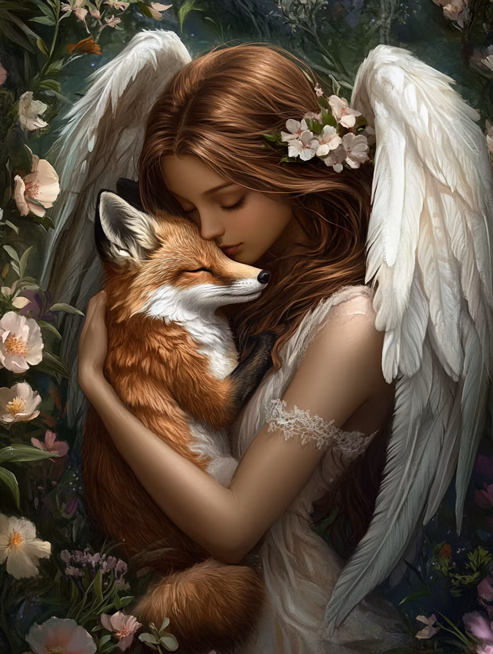 Korsstygn, nybörjare, ängel, räv, blommor