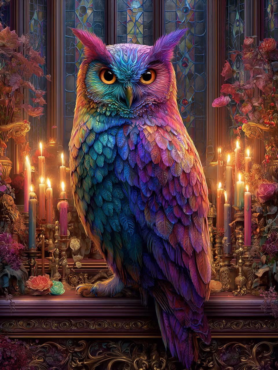 Paint by number - Regnbågsugglans visdom (Beställningsvara)