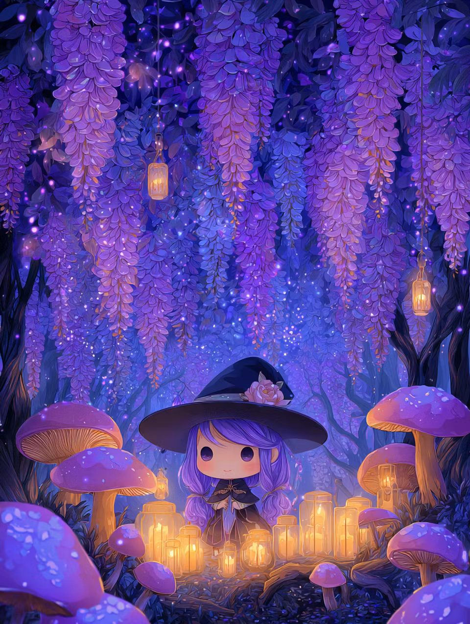 Paint by number - Magi bland svampar och stjärnor (Beställningsvara)