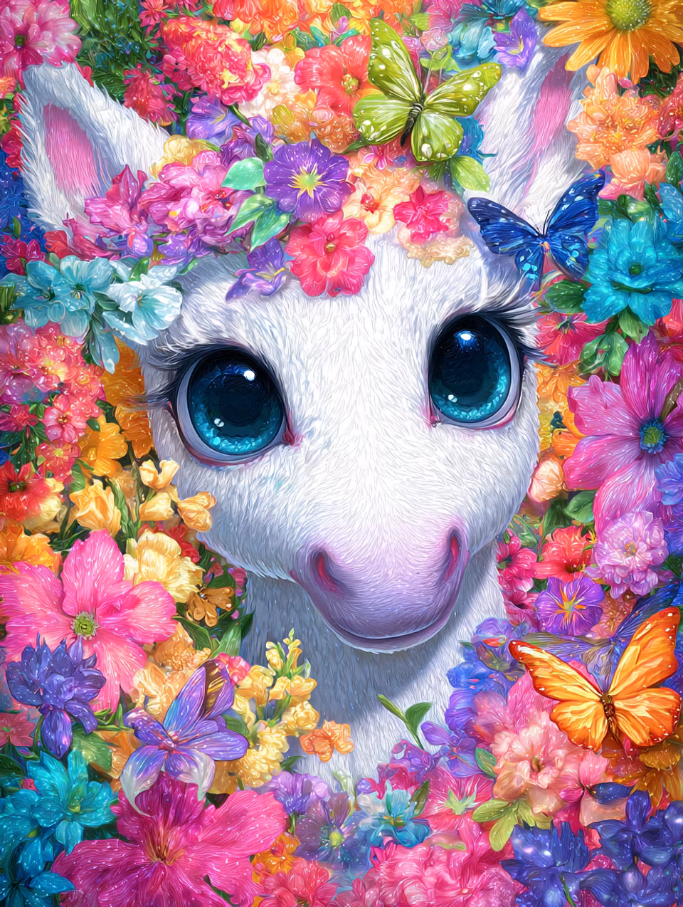 Paint by number - Blomsterglitter & enhörningsmagi (Beställningsvara)