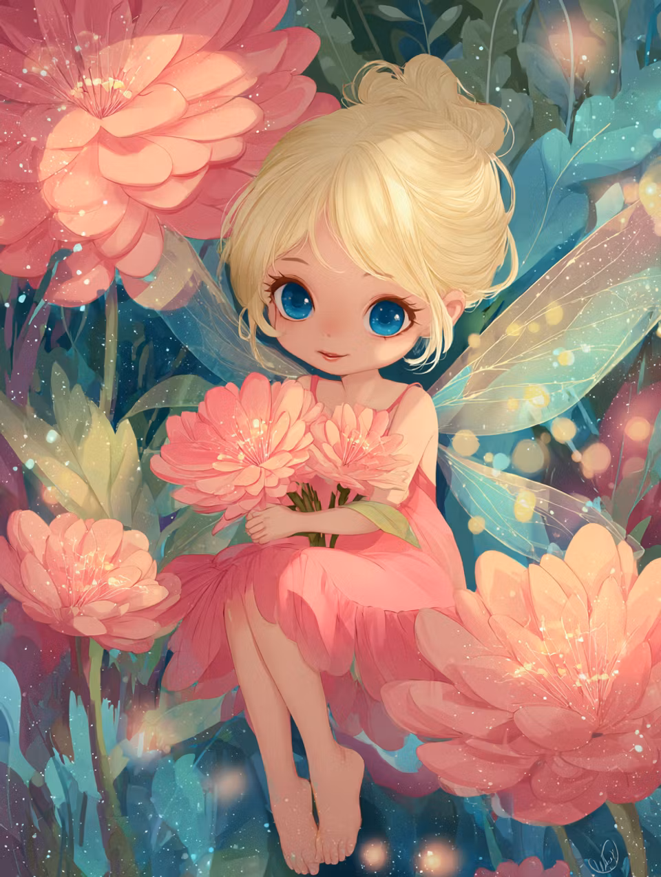 Paint by number - Vingar av ljus och blomblad (Beställningsvara)