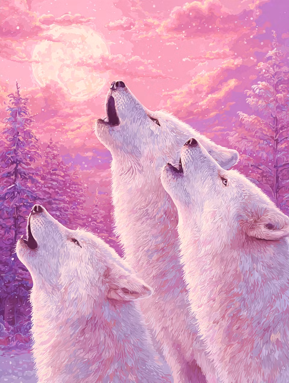 Korsstygn - Månsång i rosa natt (Beställningsvara)