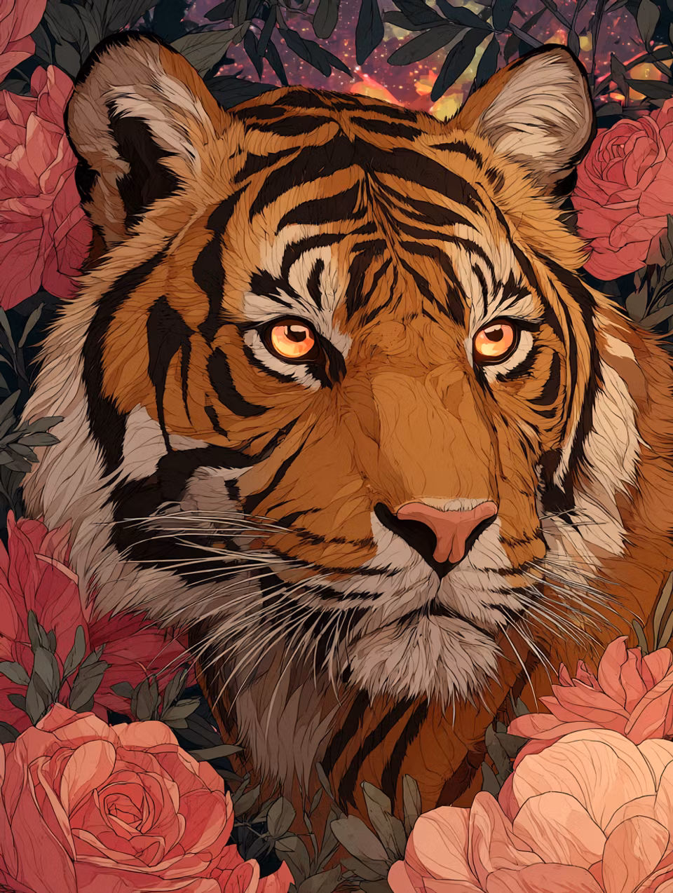 Korsstygn - Vildhjärta bland blomblad (Beställningsvara)