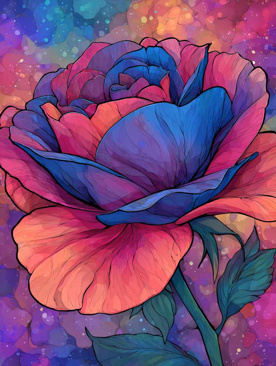 Paint by number - Blomma i neonhimlen (Beställningsvara)