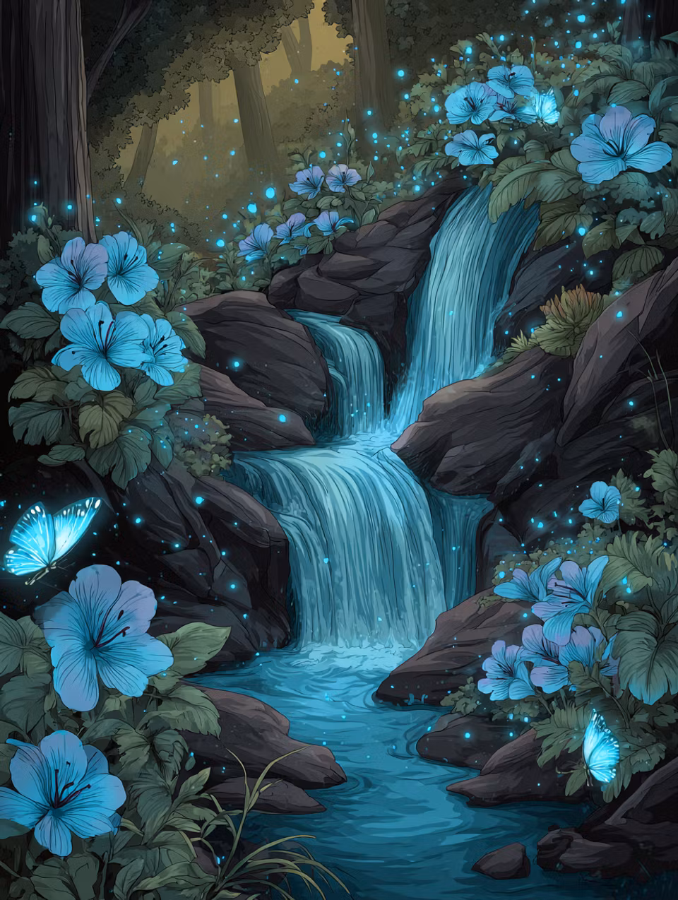 Paint by number - Glittrande blomsterfall (Beställningsvara)