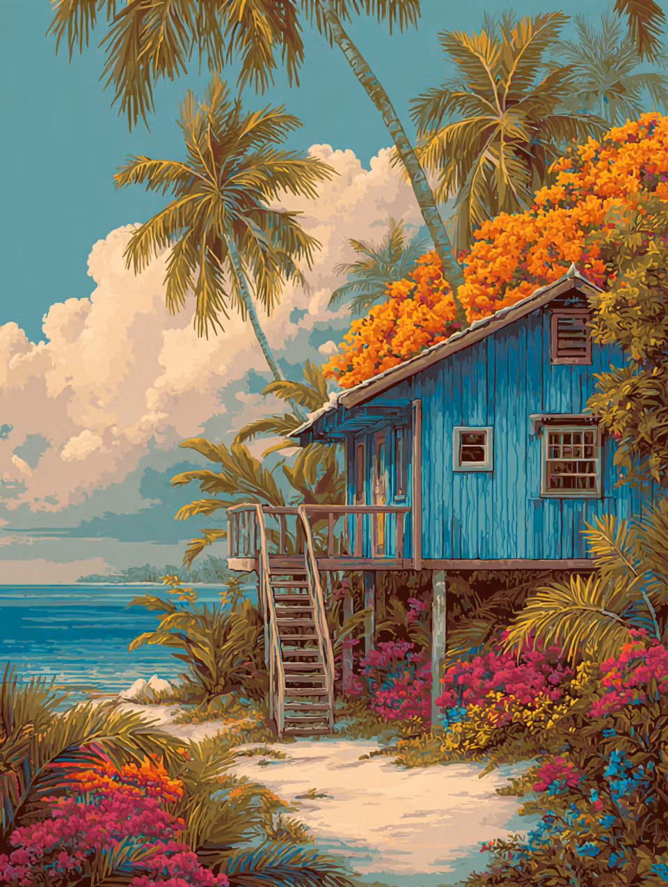 Paint by number - Tropisk drömstuga (Beställningsvara)