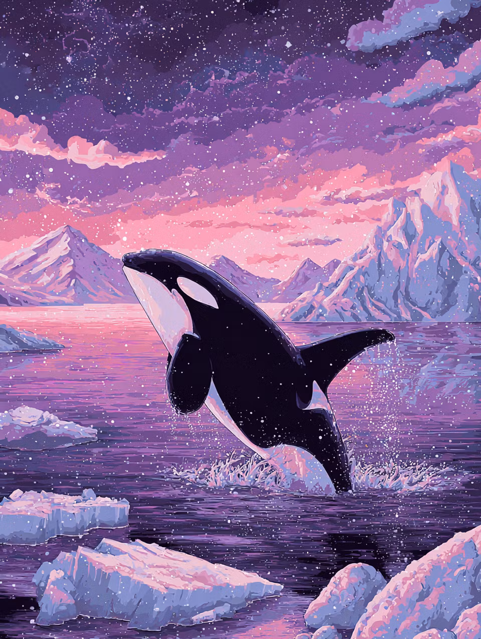 Korsstygn - Havet sjunger i rosa skymning (Beställningsvara)