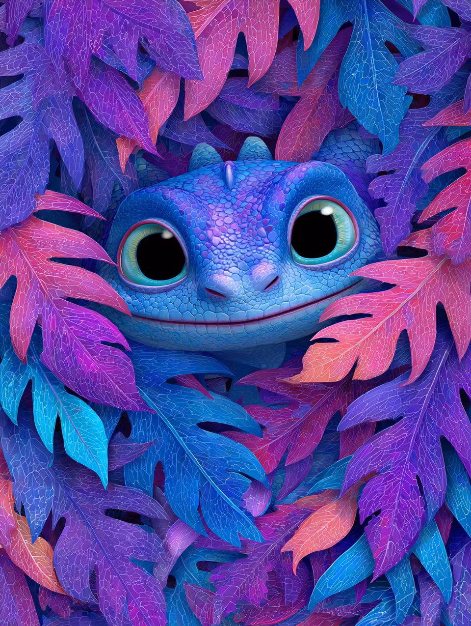 Korsstygn - Drakunge bland frostiga löv (Beställningsvara)