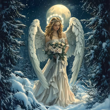 Korsstygn - Vinterns ängel 30x30cm